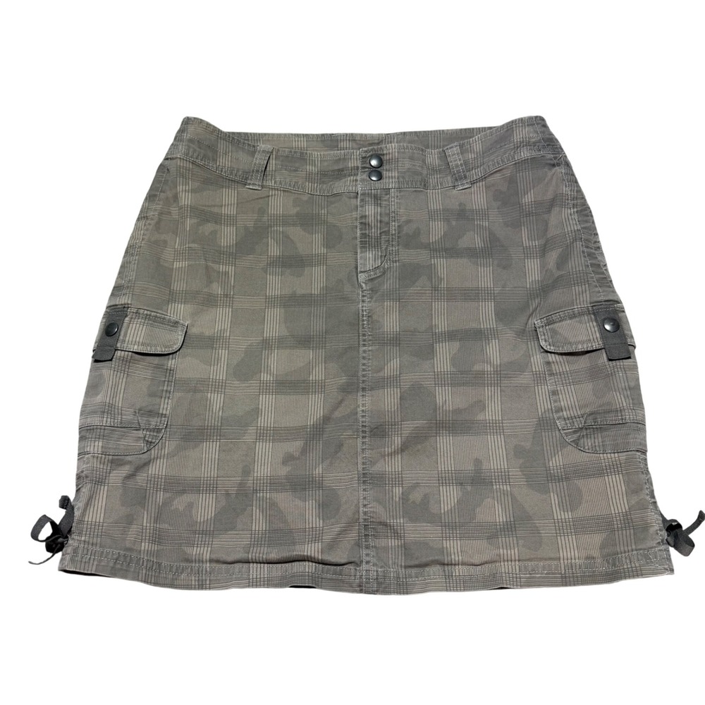 Vintage Kuhl Women 10 Camo Plaid Cargo Skirt Outdoor Gorpcore Cotton Y2K Green